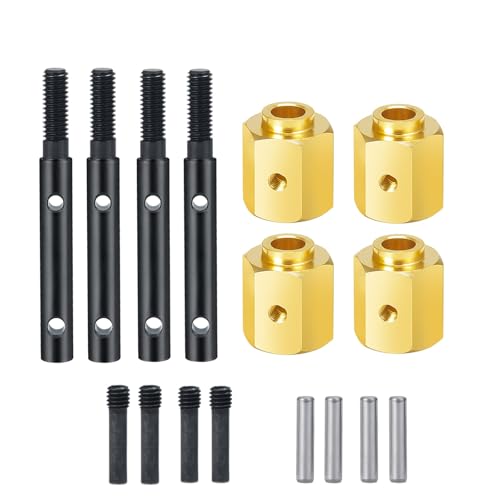 RCLIONS Brass +13mm Extended Wheel Hubs Hex for Axial SCX10 III RC Crawler