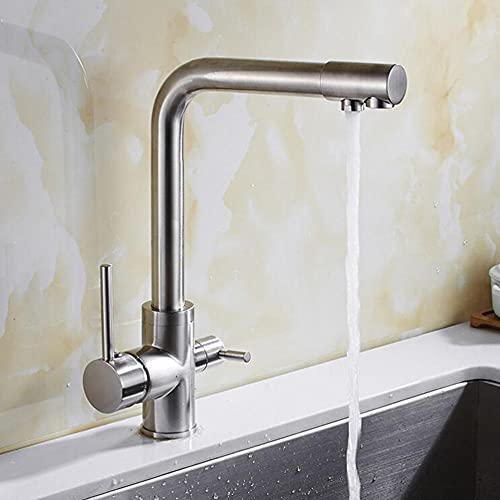 Robinet cuisine 3 voies eau potable laiton antique pour îlot central
