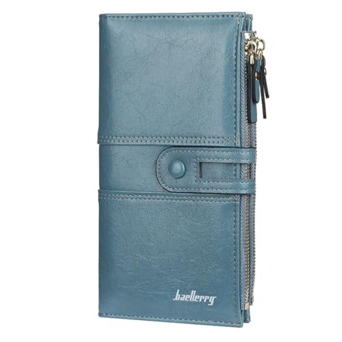 YUEcthynous Monedero grande, monedero para mujer, de piel sintética suave, pequeño y en cartera para mujer, en colores muy bonitos con muchos compartimentos, azul, large, Contemporáneo