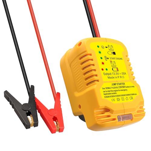 Jumper Starter Adapter for DeWalt 20V 60V Battery Car Jump Cables,Up to 3.5L Gas or 6.5L Diesel Engines,12V Portable Car Jump Starter,Automotive Booster Cable Adapter(Battery not Included)