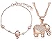 Produktbild Yumilok Roségold 925 Sterling Silber Zirkonia Elefant Charm Armband Halskette Schmuck Set Armkette & Kette mit Anhänger Set für Damen Mädchen