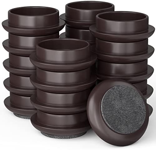 Premium Felt Floor Cups/Castors (4 x Dark Wood Large 60mm) - Protect Your Wood Laminate, Wooden, Tile & Lino Floors from Scratches