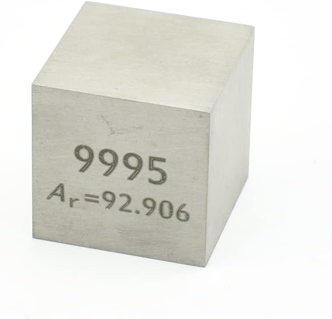 Niobium Cube Nb 99.95% Element Cube Pure 25.4mm Density Cube for Element Collection Periodic Table Hunter, and More (1", Niobium)