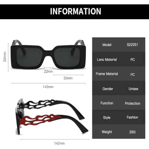 Lunettes de soleil rectangle vintage femmes rétro doré UV400 - 6