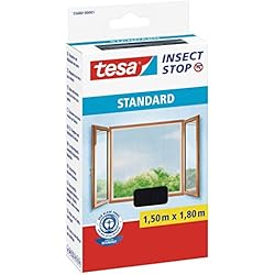 tesa Insect Stop Malla Mosquitera STANDARD para Ventanas - Mosquitera Autoadhesiva - Recortable al Tamaño Deseado - Gris Antracita, 150 cm x 180 cm