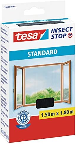 tesa Insect Stop Hook & Loop STANDARD for Windows - Self Adhesive Window Fly Screen - Cut to Desired Size - in White, 100 cm x 100 cm