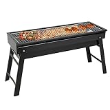 Barbacoa de carbón para cargas pesadas, kits de herramientas para camping de cocina al aire libre, barbacoa de carbón portátil, barbacoa plegable de acero inoxidable, barbacoa de carbón con sartén