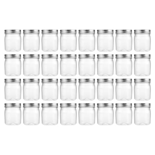 novelinks 8 oz Clear Plastic Jars with Screw-On Lids -