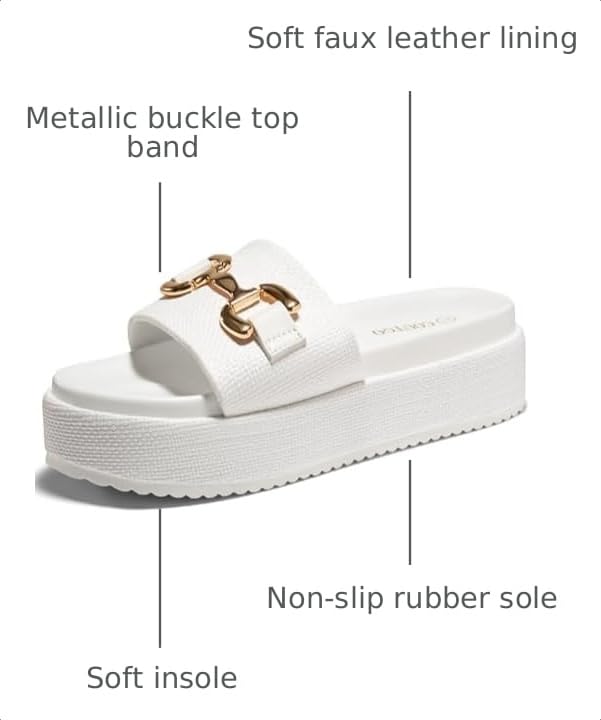 Image of Coutgo Womens Platform Sandals Raffia Espadrilles Metal Chain Slip on Open Toe Cute Beach Slide Sandals