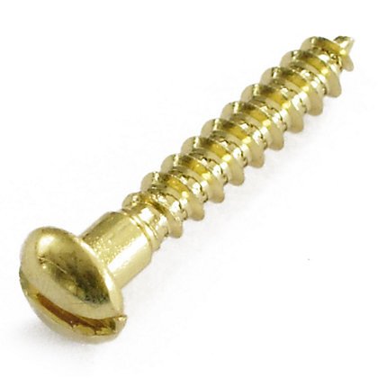 #14 x 2-1/2" Wood Screw, Brass, (inch) Head Style: Round, (Quantity: 100) Drive: Slotted, RoHS Compliant