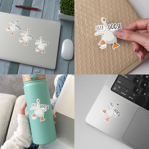 Image of 3pcs Certified Silly Goose Funny Sticker Pack, Meme Animal Humor Design, Die Cut Waterproof Vinyl Decal for Laptop, Water Bottle, Phone, Window, Helmet, Goose Lover Gift 3 Inches
