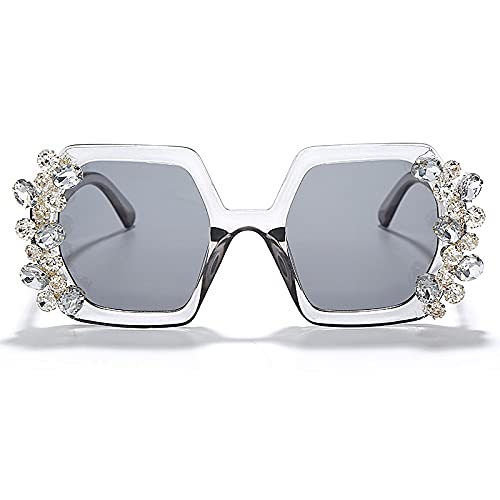 Lunettes de soleil diamant femme anti éblouissement strass carré