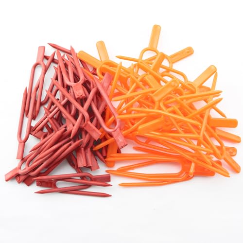 Pro Bamboo Kitchen 200PCS Garden Strawberry Forks Reusable Plant Branches Fixing Red Orange 100 Each Creeping Cantaloupe Seed Gardening Vine Pressing Forks Rooting Fixer Fixing Forks