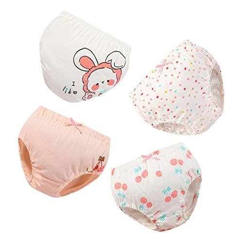 4-Pack Girls' Soft Cotton Underwear Brief Breathable Toddler Panties Kids Toddler Training Underwear Girls