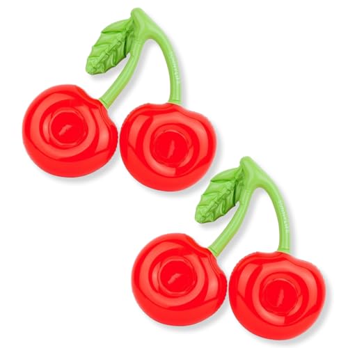 DLPRK 2er Set Schwimmender Kirsch-Schwimmring mit Getränkehalter, für Pool, Schwimmbad und Strand