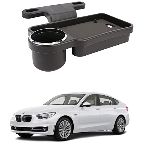 Image of Oshotto (FT-04) Foldable Car Auto Headrest Rear Back Seat Table Drink Food Cup Tray Holder Compatible with BMW 5GT - Black