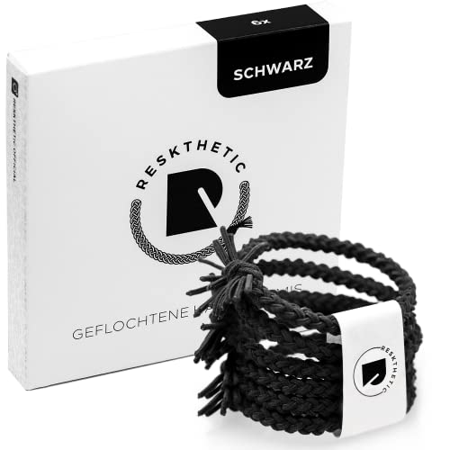 Reskthetic® Haargummi - hochwertig geflochtene Haargummis mit perfektem Halt, extrem reißfeste Zopfgummis, angenehm zu den Haaren (schwarz) Cover