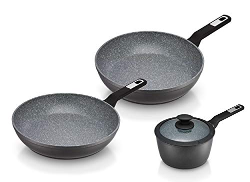 BRABANTIA Galaxy 3 pcs Set - Saucepan 16cm - Frying pan 20cm & 24 cm