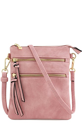 Image of Isabelle Small Lightweight Shoulder Bag for Women, Mini Multi Zipper Pocket Crossbody Handbag with Adjustable strap