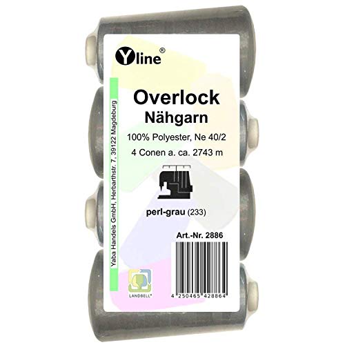 4 Bobine Filo da Cucito Overlock Grigio 2.743 m NE 40/2