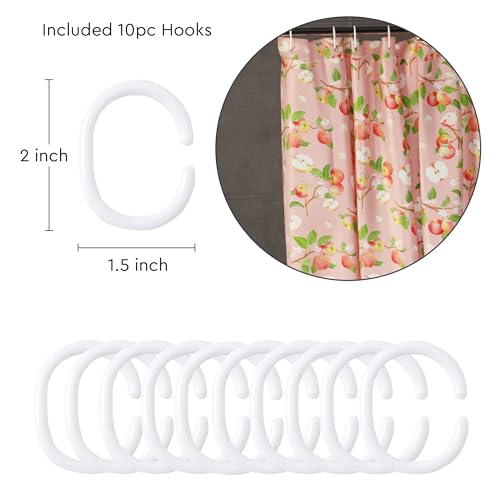 Image of Encasa XO Bathroom Shower Curtain 8 Feet with 10 Hooks | (56x96 in) Quick Dry Heavy Printed Polyester Fabric Bathroom Curtains Waterproof | Machine Washable, Mould & Mildew Resistant - Apple