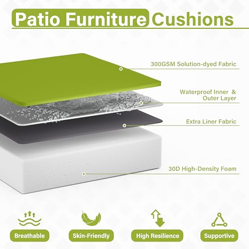 Tounosnt Patio Chair Cushions 24 x 24 x 5 Inch Waterproof Outdoor Seat Cushions for Patio Furniture, Outdoor Sofa Couch Pads with Ties & Handle, Set of 2, Grass Green by Tounosnt - Used condition - Image 6