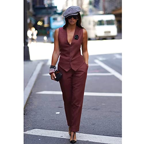 Pant Set Women 2 Piece Fashion High Street Vest + Trousers Formal Work Wear Summer Suit Lady2