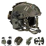 LZAQHMT Casco Táctico Airsoft con Auriculares, 4 En 1, Ajustable Mejorado, con Funda Casco, para Cosplay Militar Paintball(G)