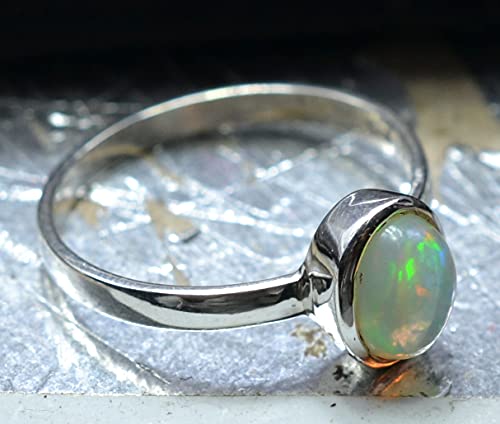 Bague en argent 925 avec opale d'Éthiopie véritable taille 9 - 3