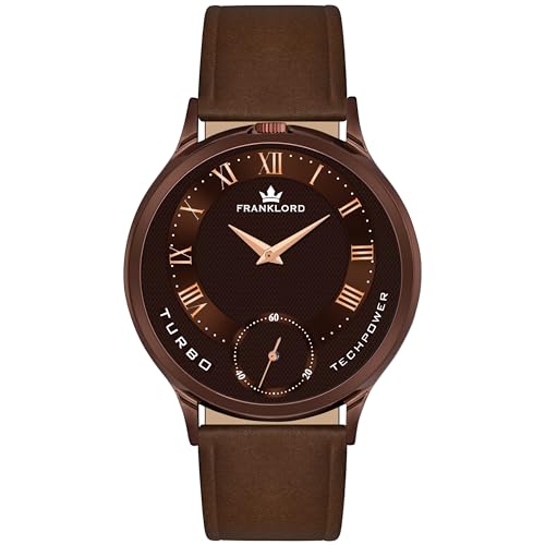 Franklord Twin Power Side Second Series Analog Watch for Men | Round Shape Brown Dial Premium Leather Strap Quartz | Wrist Watch for Men | Water Resistance Mens Watch (B0CLVGVMTH) Amazon Price History, Amazon Price Tracker