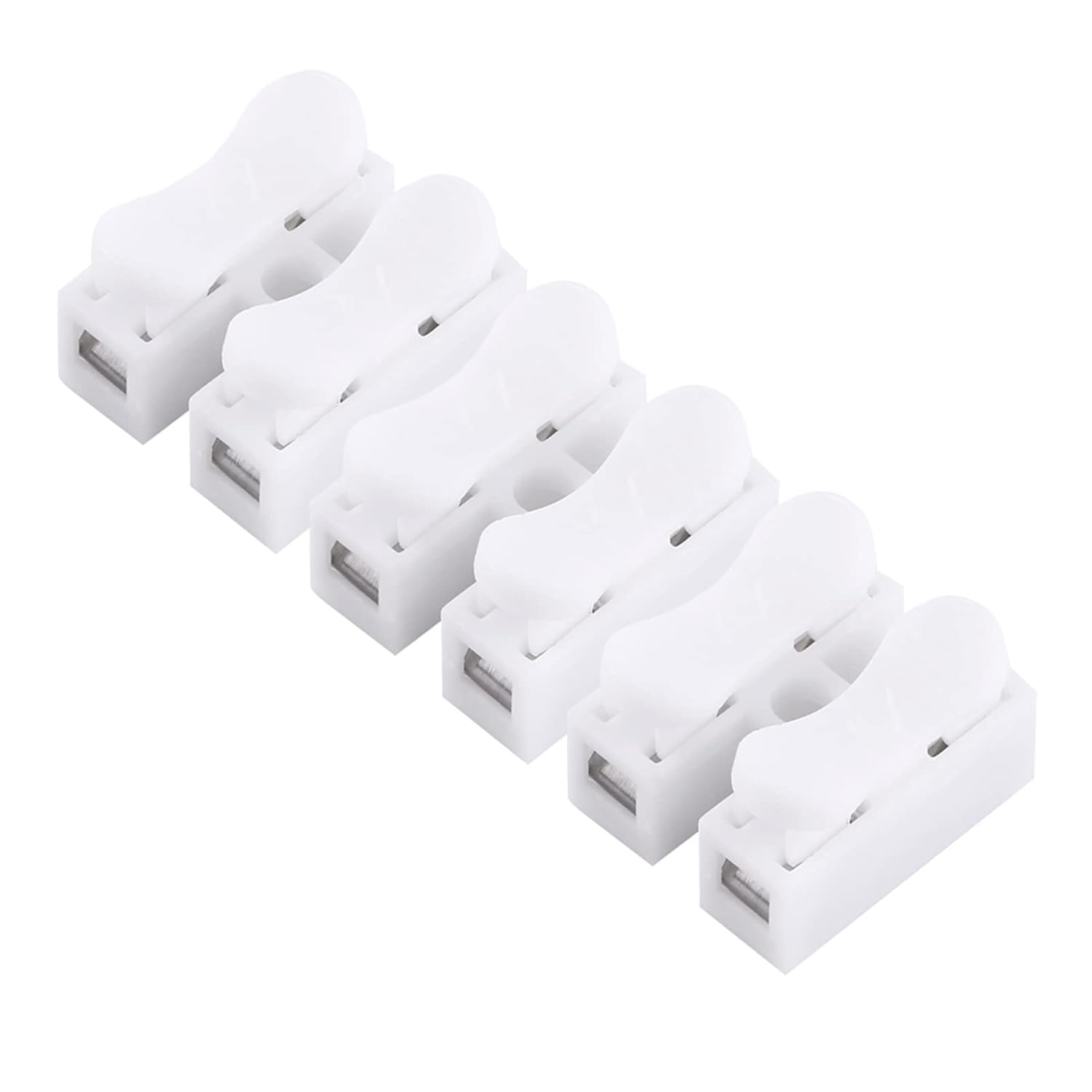 100pcs Spring Wire Connector, 5A 220V 2 Pin Push Quick Wire Cable Connector White Wiring Terminal