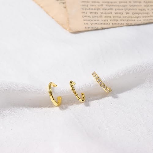Ear Cuffs Non Piercing Ear Cuff Earrings Christmas Stocking Stuffers Gifts Trendy 14K Gold Plated Earrings for Women Hypoallergenic Non Pierced Clip on Cartilage Earring Set Jewelry