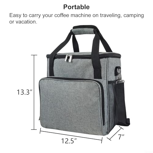 Portable Coffee Machine Storage Bags with Padded Walls & Adjustable Strap for Espresso Makers and Accessories, Grey, 30x34x18cm - Image 5