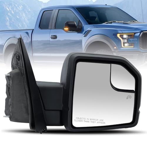 MZORANGE 8Pins Side Mirror For Ford F150 2015-2020 With Heated/Turn Signal Light/Power Glass/Outside temperature sensor/Manual Folding Replace FL3Z17682CB(Right Passenger Side) by MZORANGE - Used condition - US$53.81