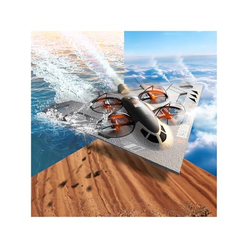 Virellia 3-in-1 RC Drone for Land Sea Air, H20 Remote Control Bomber RC Airplane with Cool Lights, 360° Flip, 3 Driving ​​Mode and Collision Protection, Foam Remote Control Drone Toy Gift for Boy Girl