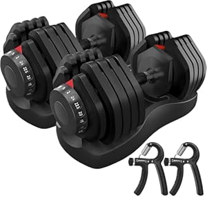 HAKENO 2 x 24 kg / 40 kg Adjustable Dumbbells 15 in 1 Dumbbell Set Adjustable Space-saving Dumbbells, Strength Training and Home Training Variable Weights Space Saving (24-40 kg)