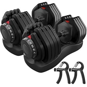 2×24/40kg Pair Adjustable Dumbbell 15 Weight in 1 with Fast Automatic Adjustable and Weight Plate for Body Workout Home Gym dumbbell（Include 2 Dumbbells + 2 Hand Gripper)