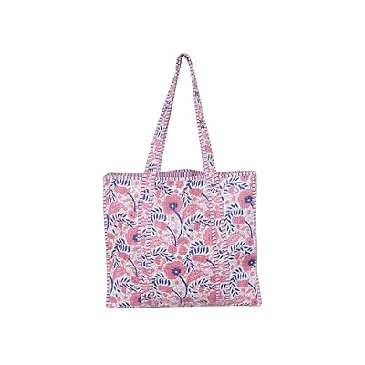 Borsa a tracolla da donna in cotone indiano trapuntato, borsa a tracolla da donna, borsa per shopping, spiaggia, vacanze estive, borsa da viaggio con tasche, borsa da donna, 45 cm x 13 cm x 45 cm
