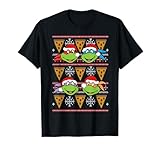 Xmas Ugly Sweater Design Tmnt Heads And Pizza T-Shirt