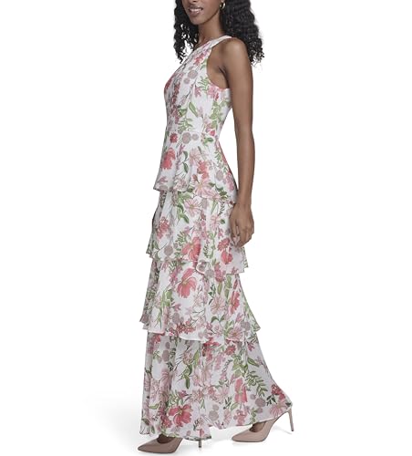 Image of Tommy Hilfiger Women's Sleeveless Halter Neck Tiered Skirt Maxi Dress