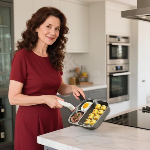 Poêle pour steak et bacon antiadhésive multi-sections qui ne colle pas