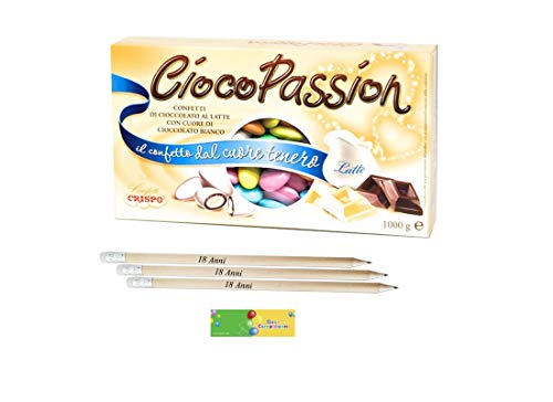 cri-spo Matite Personalizzazione Evento 50pz + 1kg Confetti ciocopassion + bigl (18 Anni) cri-spo Matite Personalizzazione Evento 50pz + 1kg Confetti ciocopassion + bigl (18 Anni)