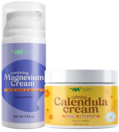 Image of Mindfully Natural Day & Night Bundle - Magnesium Cream for Sleep (Unscented) and Calendula Soothing Cream