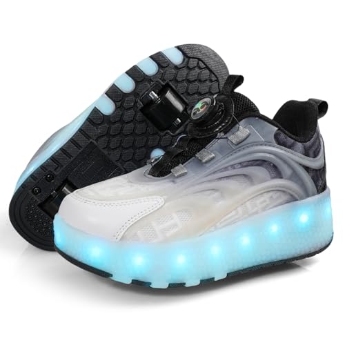 Chaussures à roulettes LED pour enfant, baskets rétractables et rechargeables USB en taille 42 - 2