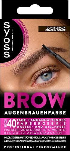 Syoss Augenbrauen Kit Augenbrauenfarbe 4-1 Dunkelbraun Stufe 3 (17 ml), Augenbrauen färben für einen natürlichen Look und ein langanhaltendes Ergebnis