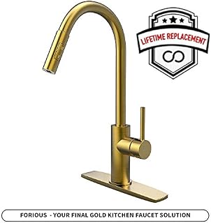 Gold Kitchen Faucet with Pull Down Sprayer, Kitchen Faucet Sink Faucet with Pull