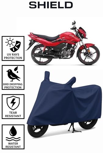 Image of Shield Heavy Duty Bike Cover for Hero Passion | All-Season, Tear-Proof Fabric | with Side Mirror Pocket & Buckle Belt | Hero Passion Bike Cover