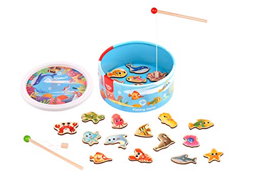 AB Gee abgee 921 TL095 Jeu de Peche en Bois poissons EA Wooden Fishing Game, Multicolored