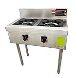 JARYANNIX 11.8' Commercial Double Burner Stock Pot Stove, Stainless Steel Liquefied Gas Stove for Restaurant Kitchen
