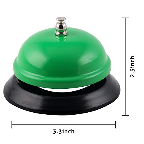Tianse Desk Call Bell 3.3'', Green Call Bells Ring For Restaurants Office Class Game, All-Metal Construction, Chrome Finish, No-Slip, Service Bell For School, Hotels #TOP2